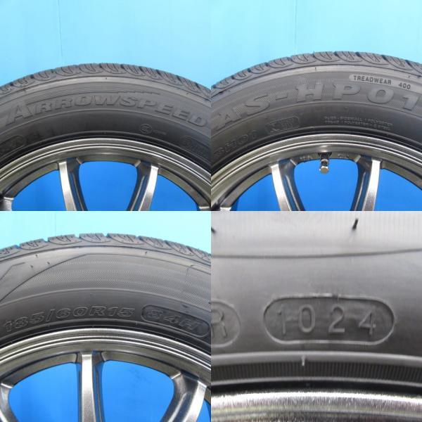 170系 シエンタ 4本 ガンメタ 15インチ 5H 5穴 PCD 100 新品 185/60R15 夏タイヤ 夏用 中古 アルミホイールセット ！！_画像6