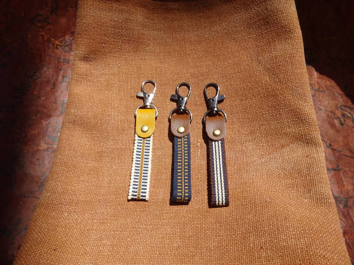 # free shipping # genuine rice field cord key holder * strap 3 point set # bag charm handmade & original goods peace small articles accessory peace thing 