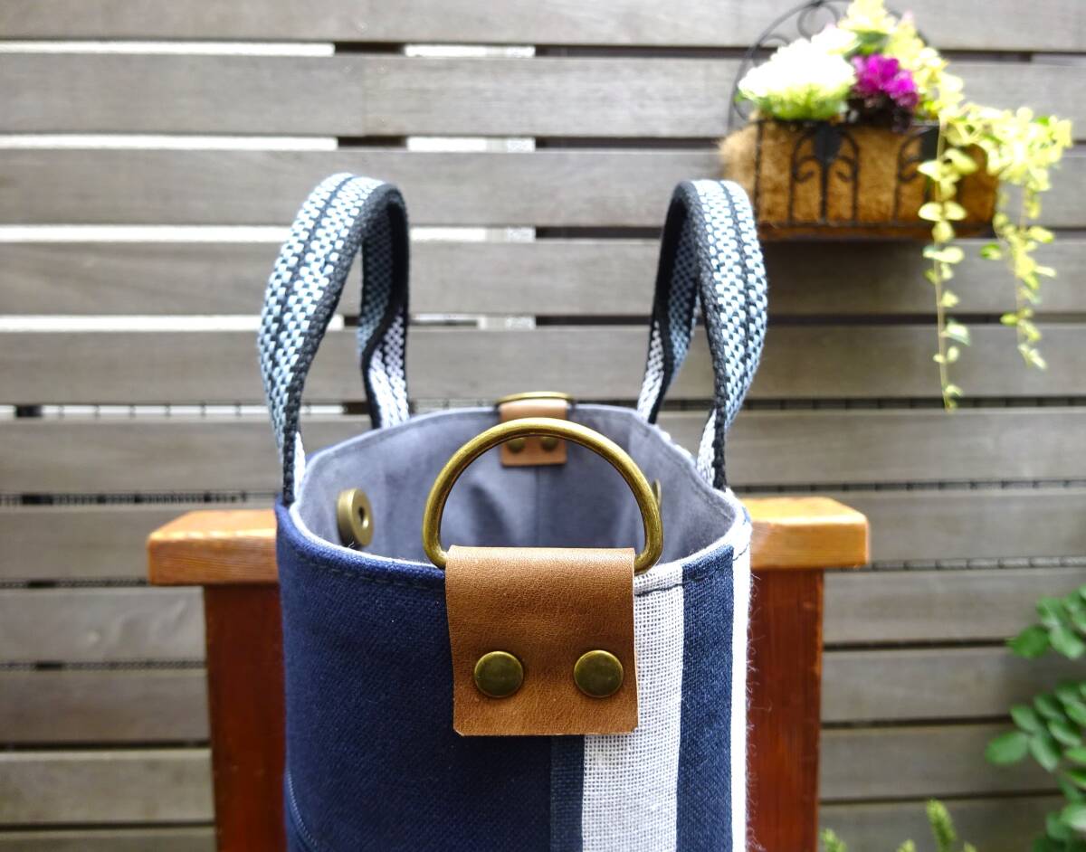 * free shipping * Showa Retro pattern × canvas tote bag middle size # apron cord bottom board &D can & fastener . hand decoration attaching handmade & original retro signboard trademark 