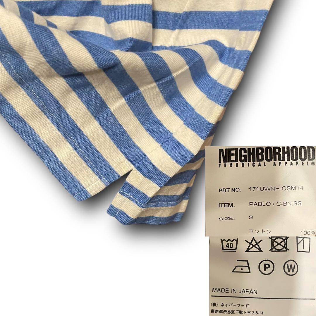 NEIGHBORHOOD ネイバーフッド ボーダー柄 ボートネック 半袖 Tシャツ カットソー size S 日本製_画像4