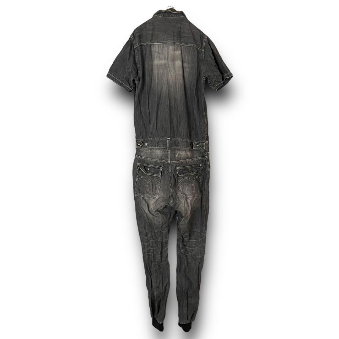 glamb グラム ブラックデニム 半袖 ジャンプスーツ size 3 日本製 オールインワン つなぎ ツナギ_画像3