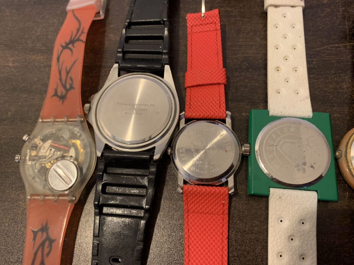 11本まとめ売り 腕時計 SEIKO EPSON E2100 タンタンの冒険 バッグスバニー SWATCH ミッキー Valentino Michelle 現状品 Y836_画像5