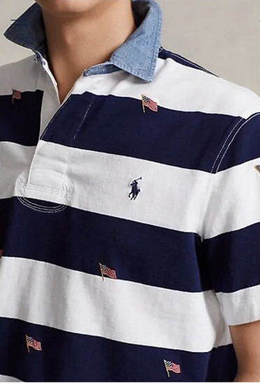 【新品】ラルフローレン ■ ラガーポロシャツ ■ メンズ XL / US L ■ ネイビーボーダー 星条旗 ラガーシャツ POLO RALPH LAUREN 正規品_画像4