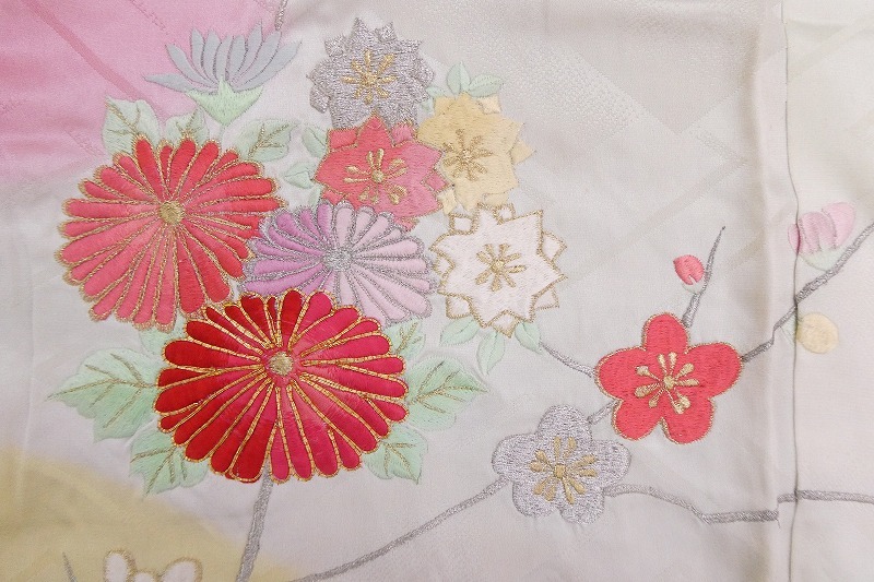 2404A-2326*. put on / long-sleeved kimono /2 point / floral print etc. / remake * raw materials and so on / new goods / simplified / silk /. feather /( packing size :80)