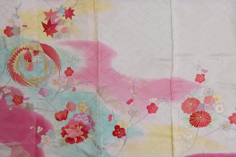 2404A-2326*. put on / long-sleeved kimono /2 point / floral print etc. / remake * raw materials and so on / new goods / simplified / silk /. feather /( packing size :80)