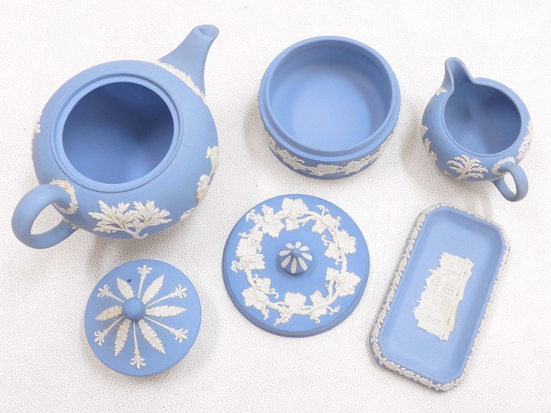 2405-0039*. город / Wedgwood / jasper / teapot / сливочник / сладости pot / tray /4 позиций комплект / Англия производства ( размер упаковки 100)