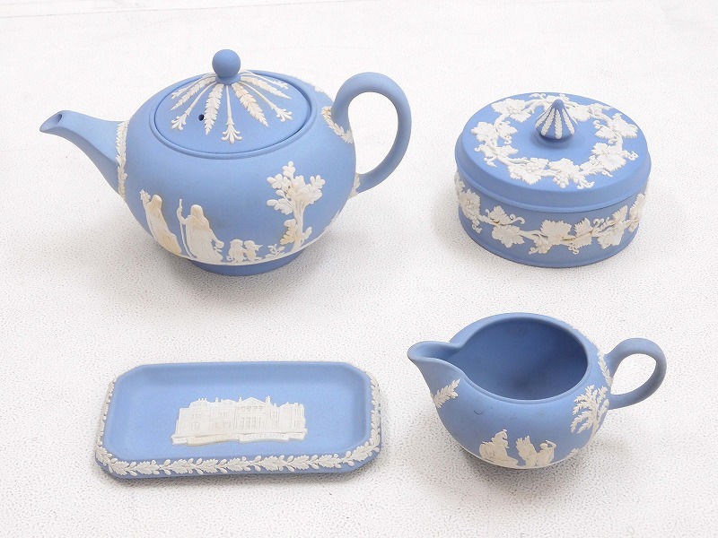 2405-0039*. город / Wedgwood / jasper / teapot / сливочник / сладости pot / tray /4 позиций комплект / Англия производства ( размер упаковки 100)