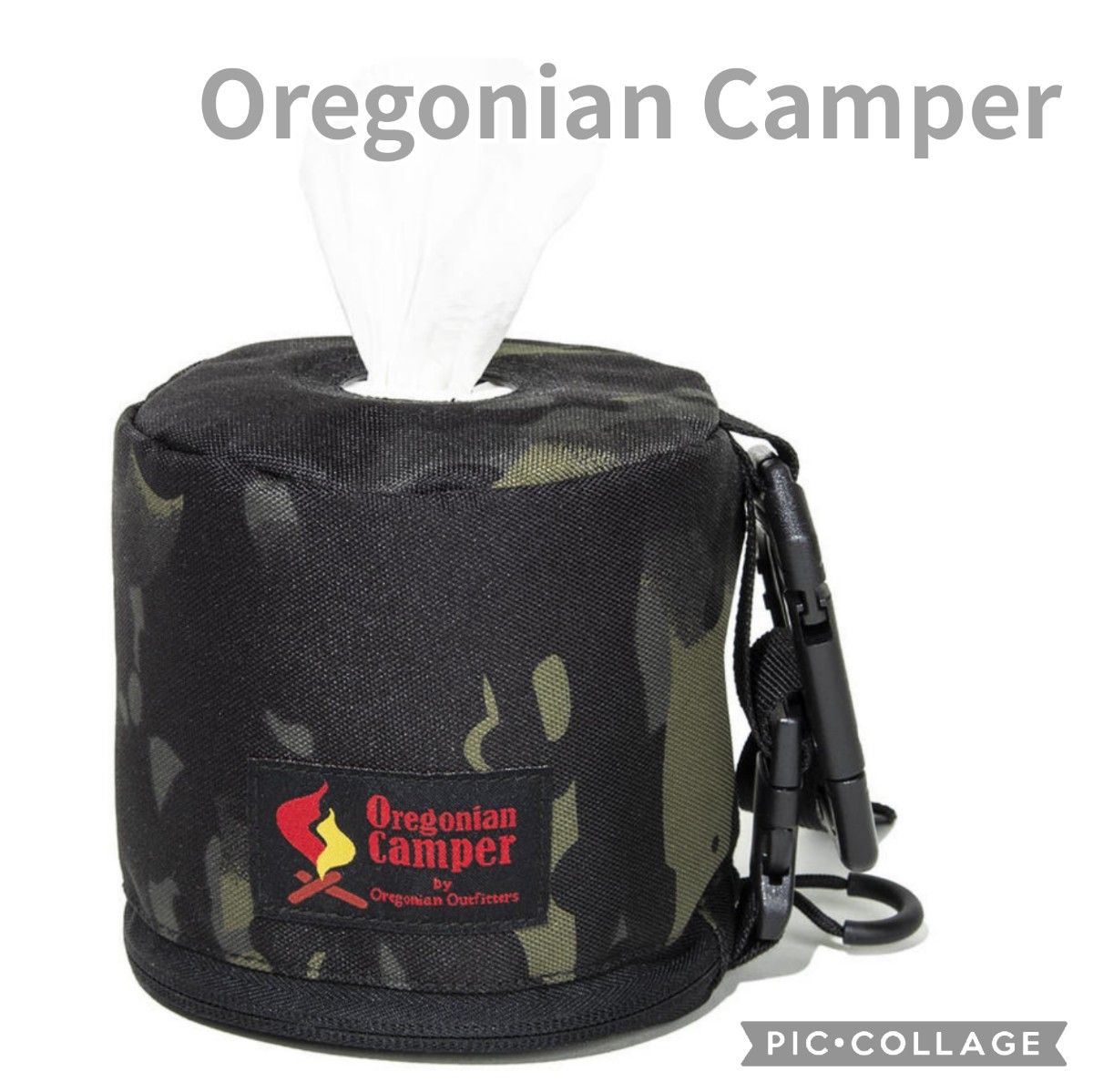 ■新品【Oregonian Camper／オレゴニアンキャンパー】ペーパーホルダー、カラビナ付、フック付、ブラック、迷彩、カモフラ