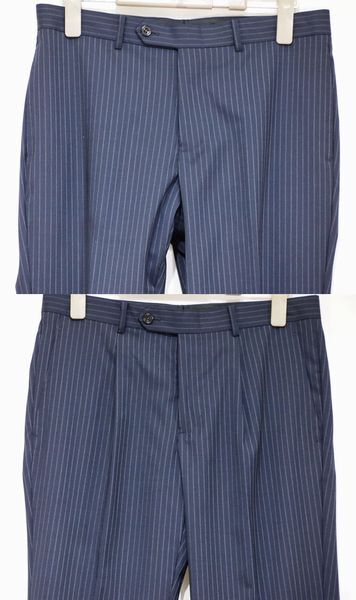  new arrival # unlined in the back suit # start .lishuno- tuck * one tuck 2.. two pants #BE7# navy | stripe #4858