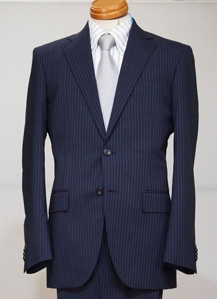  new arrival # unlined in the back suit # start .lishuno- tuck * one tuck 2.. two pants #A7# navy | stripe #4817