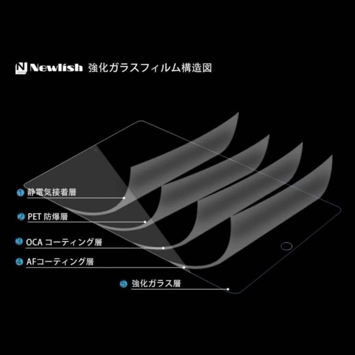 【iPad 第9世代 】高透過率  強化ガラス　フィルム 9H 10.2インチ  Newlish  iPad ガラスフィルム 