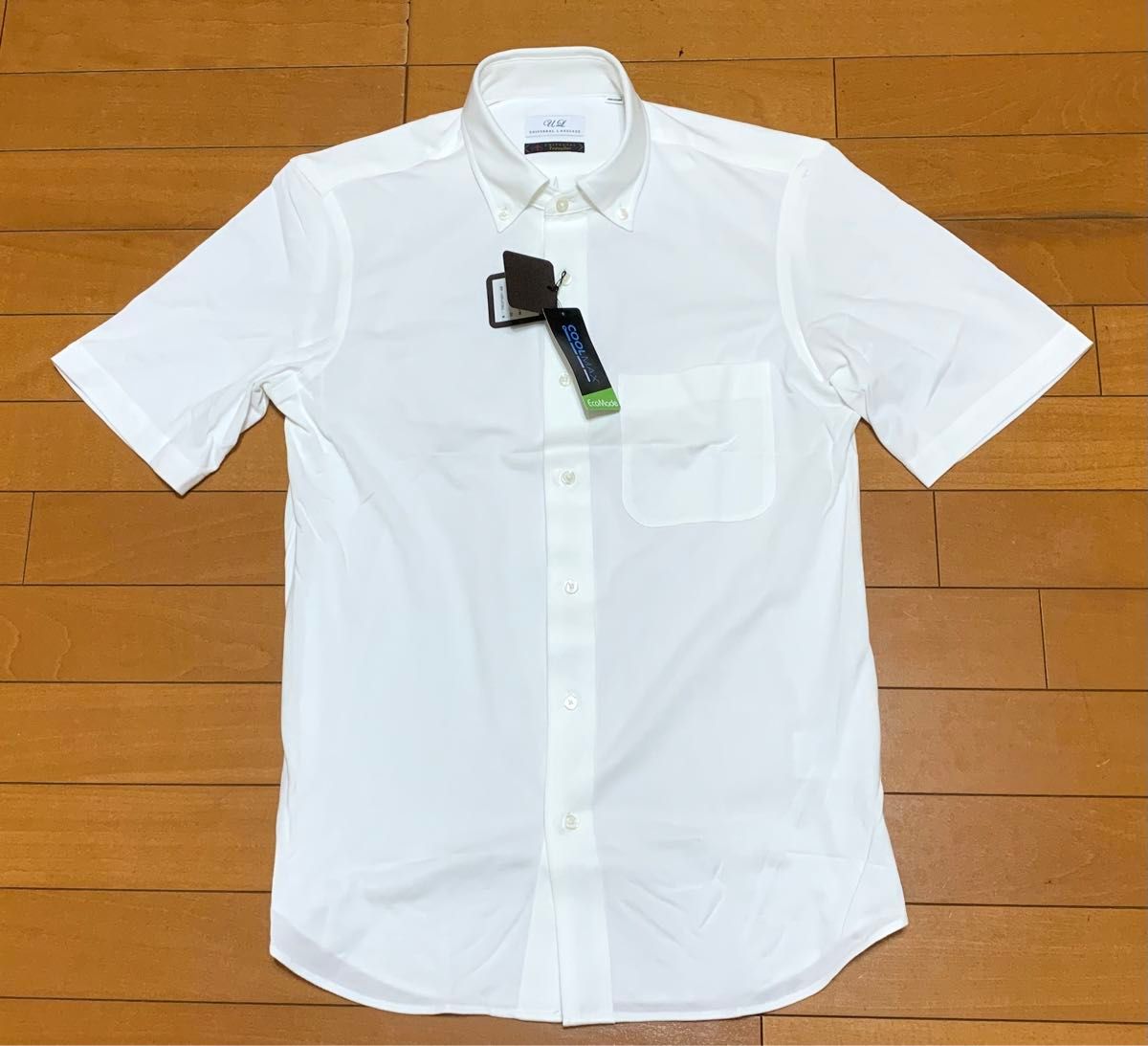 【新品】UNIVERSAL LANGUAGE  coolmax ボタンダウン 半袖シャツ ホワイト ワイシャツ