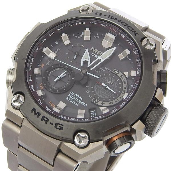 1 jpy operation Casio CASIO MRG-G1000 solar G-SHOCK black face SS×SS men's wristwatch 