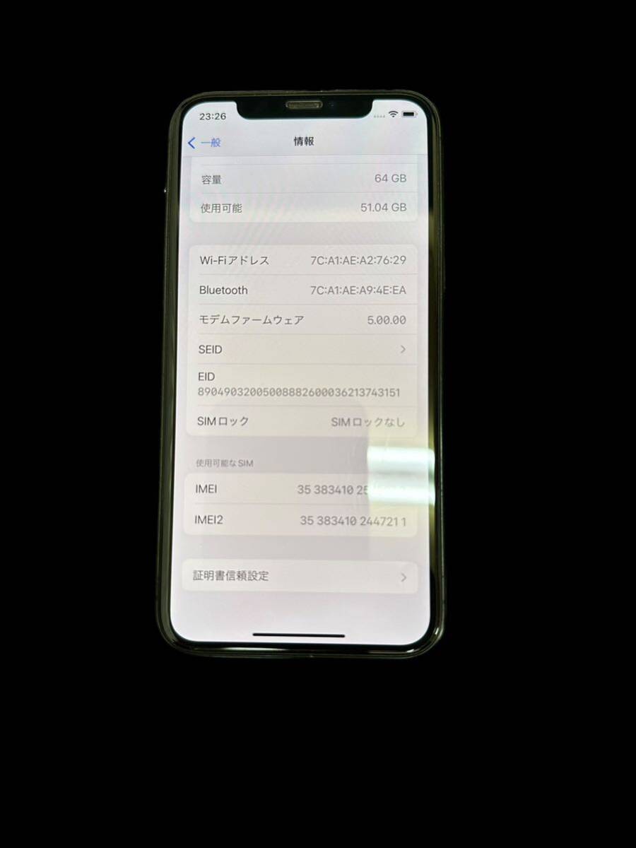 1円～極美品 保護フィルム有 Apple iPhone11 Pro SIMフリー 64GB Space Gray A2218 MWC22J/A _画像8