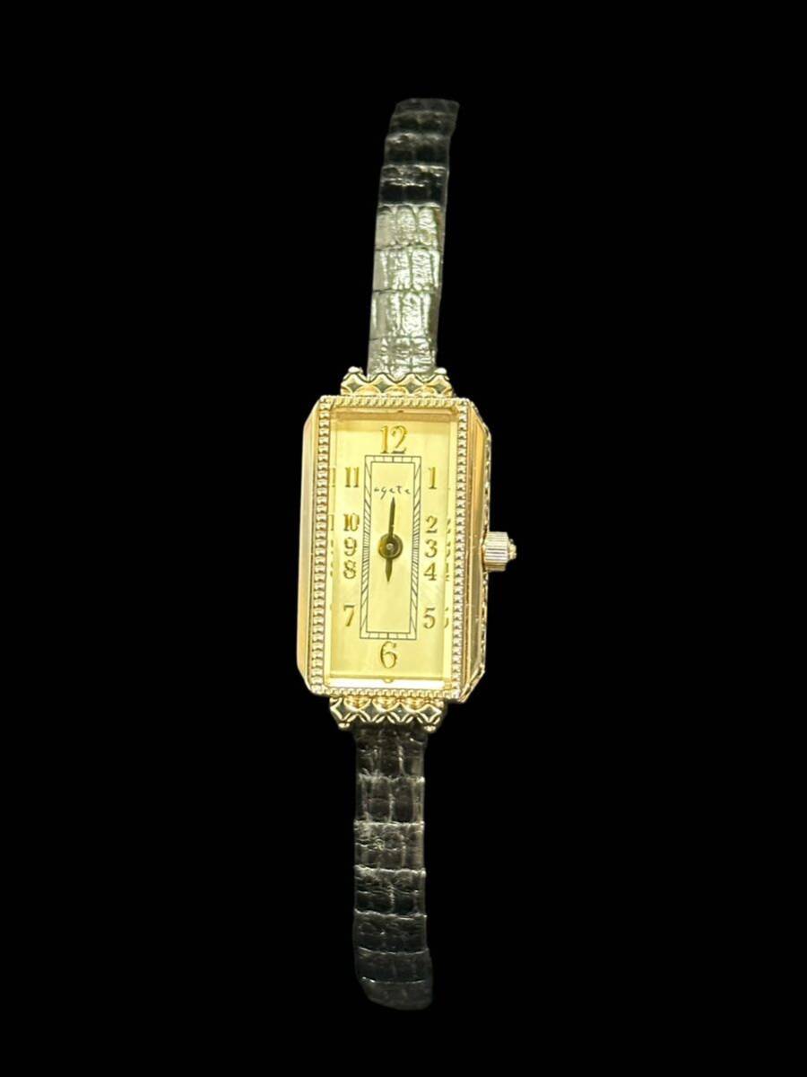  обычная цена 104,500 иен превосходный товар agete Agete 1P diamond 0.014Ct квадратное лицо кожа ремень часы часы кварц неподвижный 