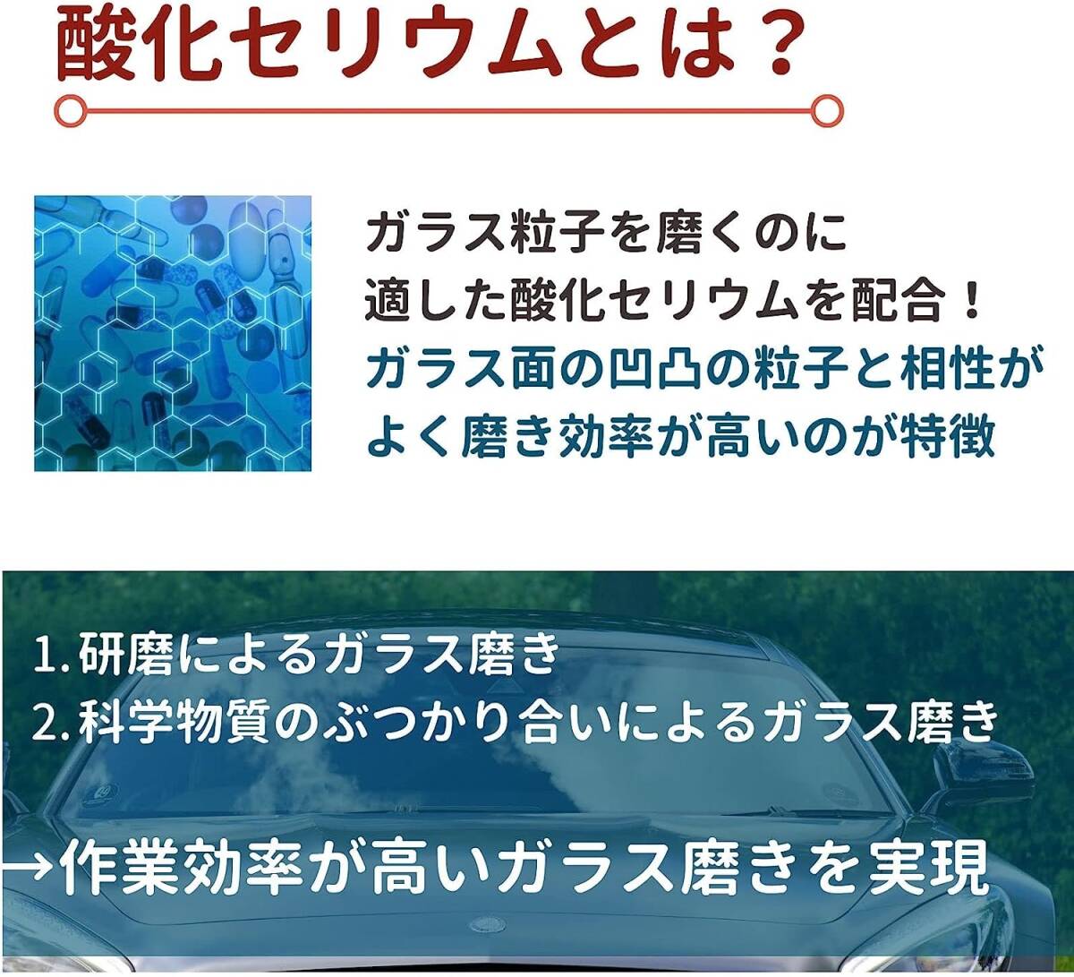 薄黄色 お試し用(100g) カーピカル ガラス磨き コンパウンド (100g) [酸化セリウム配合] 磨き用スコッチ付_画像3