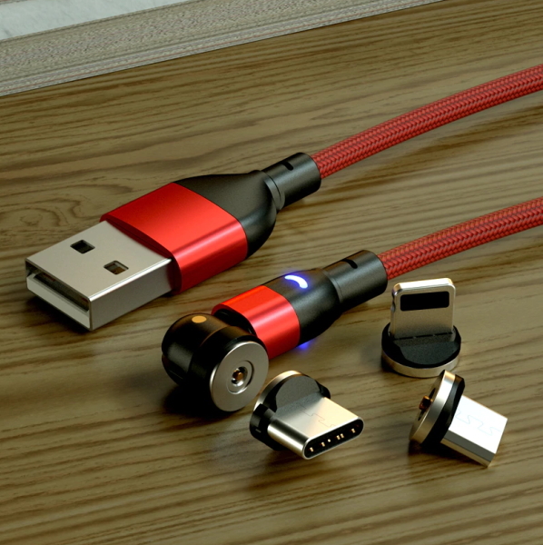 ★Micro-USB 540度回転 マグネット 2m レッド アンドロイド用 充電 ケーブル USBケーブル 磁石 磁気 type-b 着脱式 ワンタッチ簡単接続_画像8