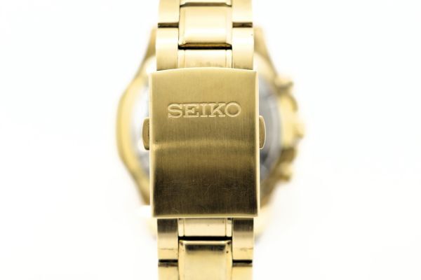 528　SEIKO CHRONOGRAPH 100M QZ　　6T63-00G0　　セイコー クロノグラフ デイト シャンパン文字盤 クォーツ メンズ 腕時計 純正ブレス_画像6