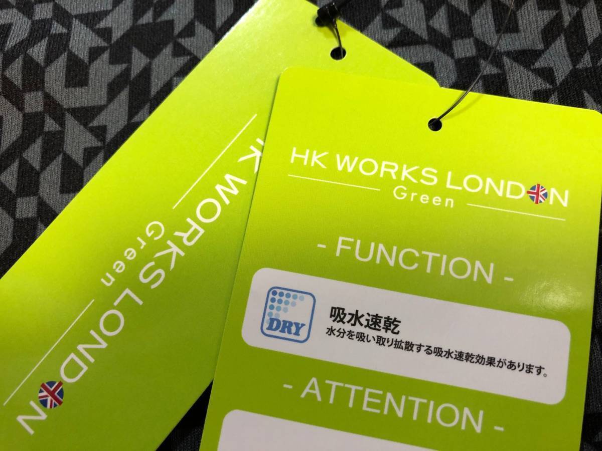 HK WORKS LONDON Green(コシノヒロコゴルフ)春夏 新品 吸水速乾 デジタル柄 ストレッチ ハーフジップ半袖シャツ C6330RR(ブラック)Ｌ_画像4