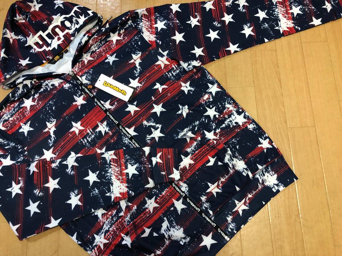 LOUDMOUTH GOLF(ラウドマウス ゴルフ)春夏 帽子付き 吸汗速乾 柄長袖ジャケット 762-400(NAVY)ＬＬ_画像2