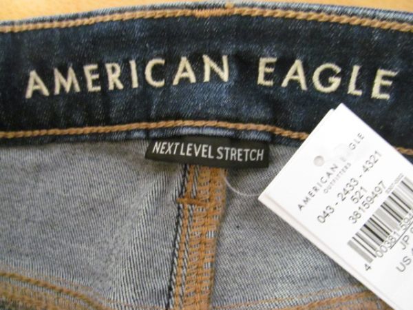 (57211)アメリカンイーグル　AMERICAN EAGLE　レディース　ストレッチ　デニムパンツ　スキニー　4　W27　ネイビー系　タグ付き_(約)ヒップ41 わたり幅23 裾幅12cm