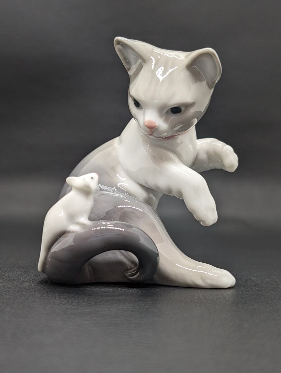 1 иен старт![LLADRO.. мышь интерьер ] Lladro бренд figyu Lynn кошка кошка мышь . украшение произведение искусства украшение предмет античный 