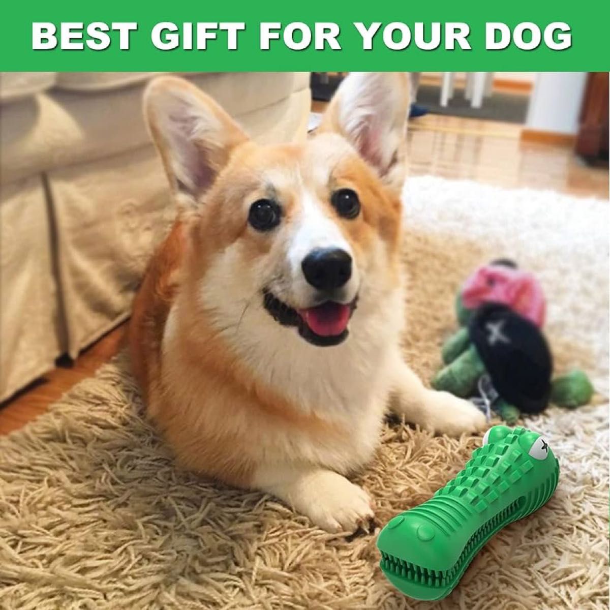 犬のおもちゃ アグレッシブな噛むための歯ブラシ 高齢者または若いペット用 犬用噛むおもちゃ 最も丈夫な天然ゴム製 丈夫で音が鳴る