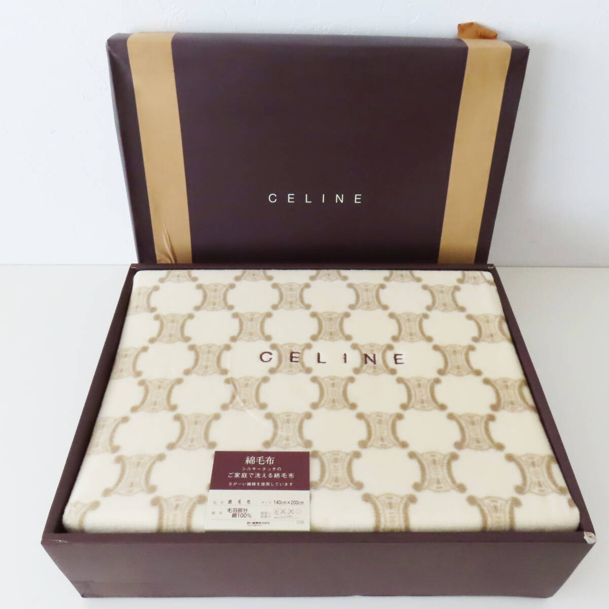 K05-03 CELINE Celine Logo Macadam pattern cotton blanket towelket 