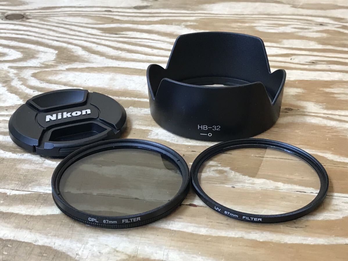 mI 60 ニコン レンズ ⑧ Nikon DX AF-S NIKKOR 18-70mm 1:3.5-4.5G ED フード HB-32 フィルター セット φ67 ※動作未確認、ジャンク扱いの画像4
