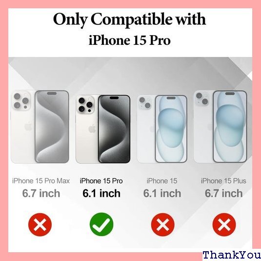 ITELINMON iPhone 15 Pro 用 ケ ro カバー 6.1インチに対応 ピンク ローズゴールド 1339