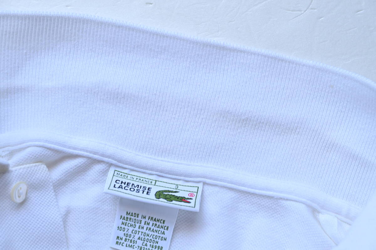 LACOSTE　ラコステ フランス製ポロシャツ　白　3_画像10