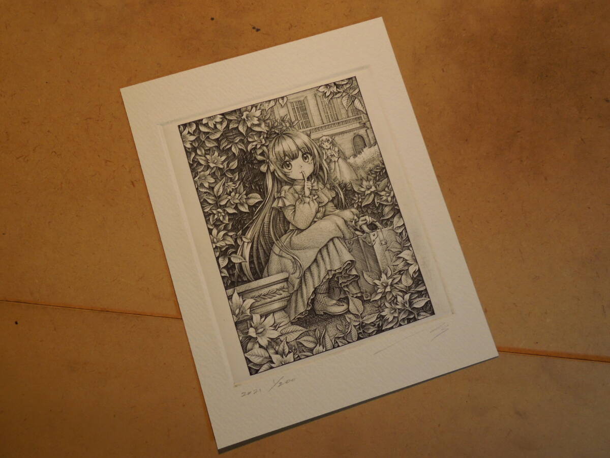 ★旧萌銅版画 　Engraving　copperprint　銅版画　紙幣　旧札　日本円　手描きイラスト　かわいい　art 版画　絵画　エングレーヴィング_画像2