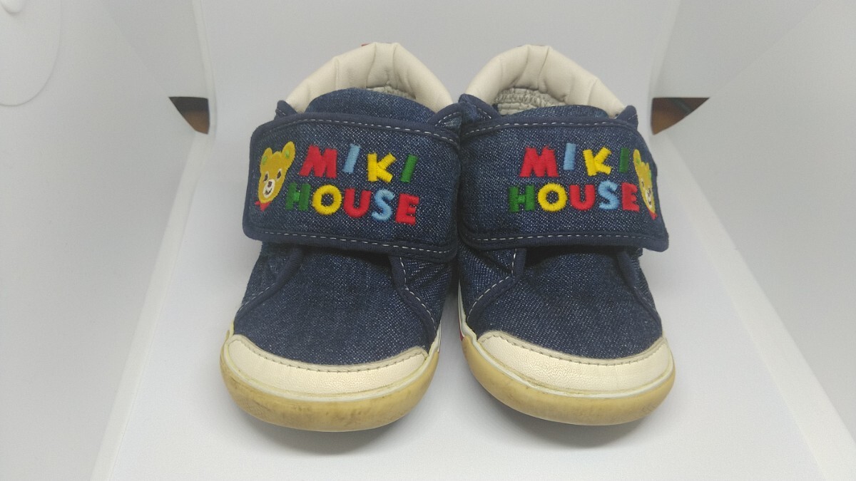 13cm 13.5cm 14cm комплект Miki House обувь обувь спортивные туфли индиго голубой mikiHOUSE