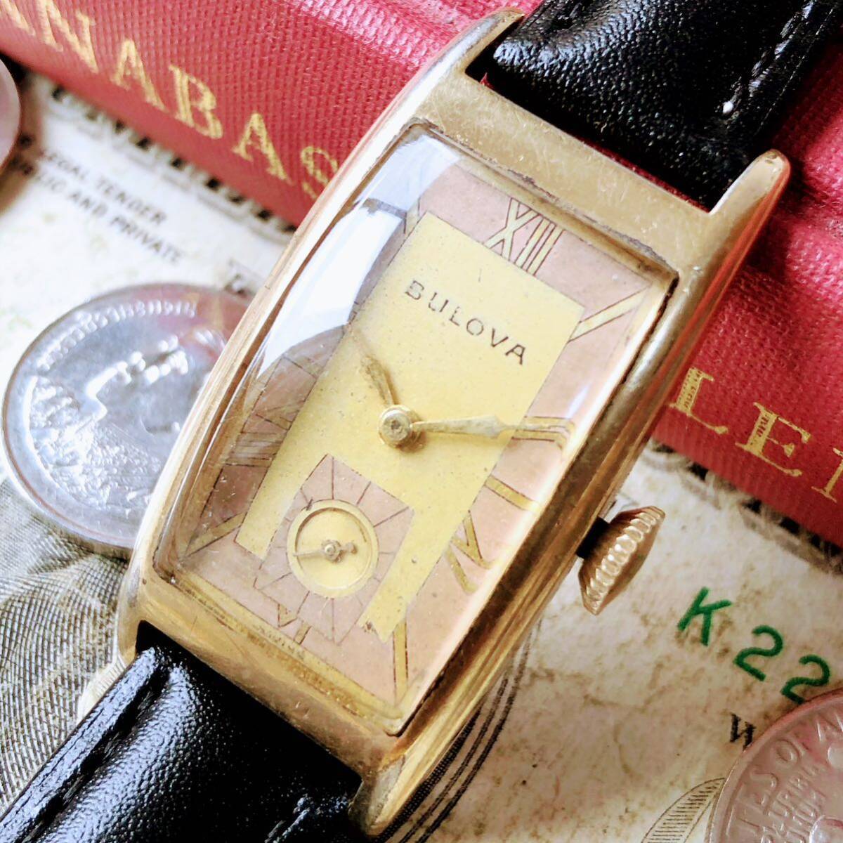 #2982【１円スタート】メンズ 腕時計 ブローバ 機械式 手巻 BULOVA 金メッキ 1940年代 アンティーク ヴィンテージ 17石 ゴールドP 不動品_画像1