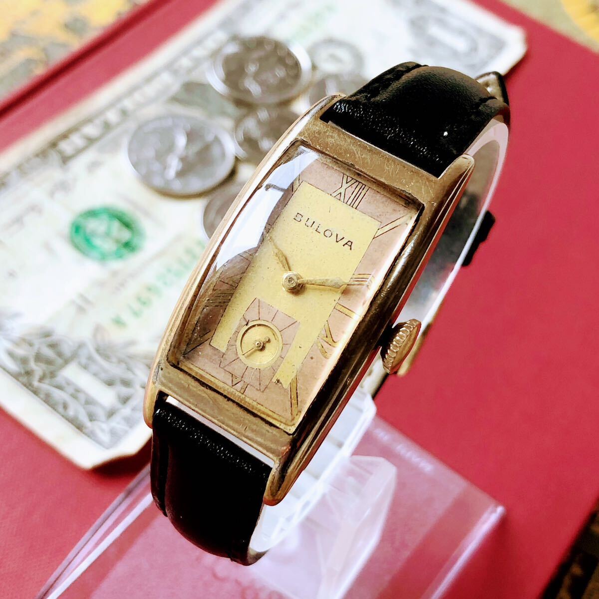 #2982【１円スタート】メンズ 腕時計 ブローバ 機械式 手巻 BULOVA 金メッキ 1940年代 アンティーク ヴィンテージ 17石 ゴールドP 不動品_画像2