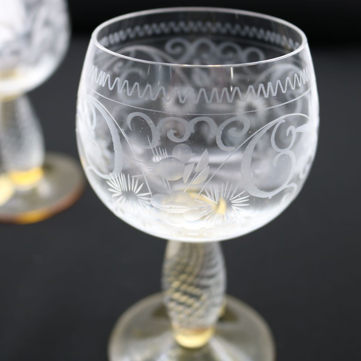 【九】未使用保管品 テレジアンタール　ドイツ製　ワイングラス　クリスタルガラス　レーマー杯　クラヴィール技法　マイセン_画像9