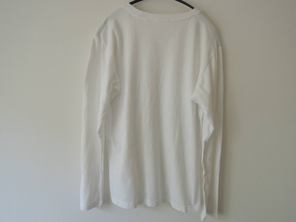 ユニクロ　ウインドウペン　長袖 麻シャツ（未使用）クルーネック 長袖 綿カットソー　紺＆白２枚セット_画像7