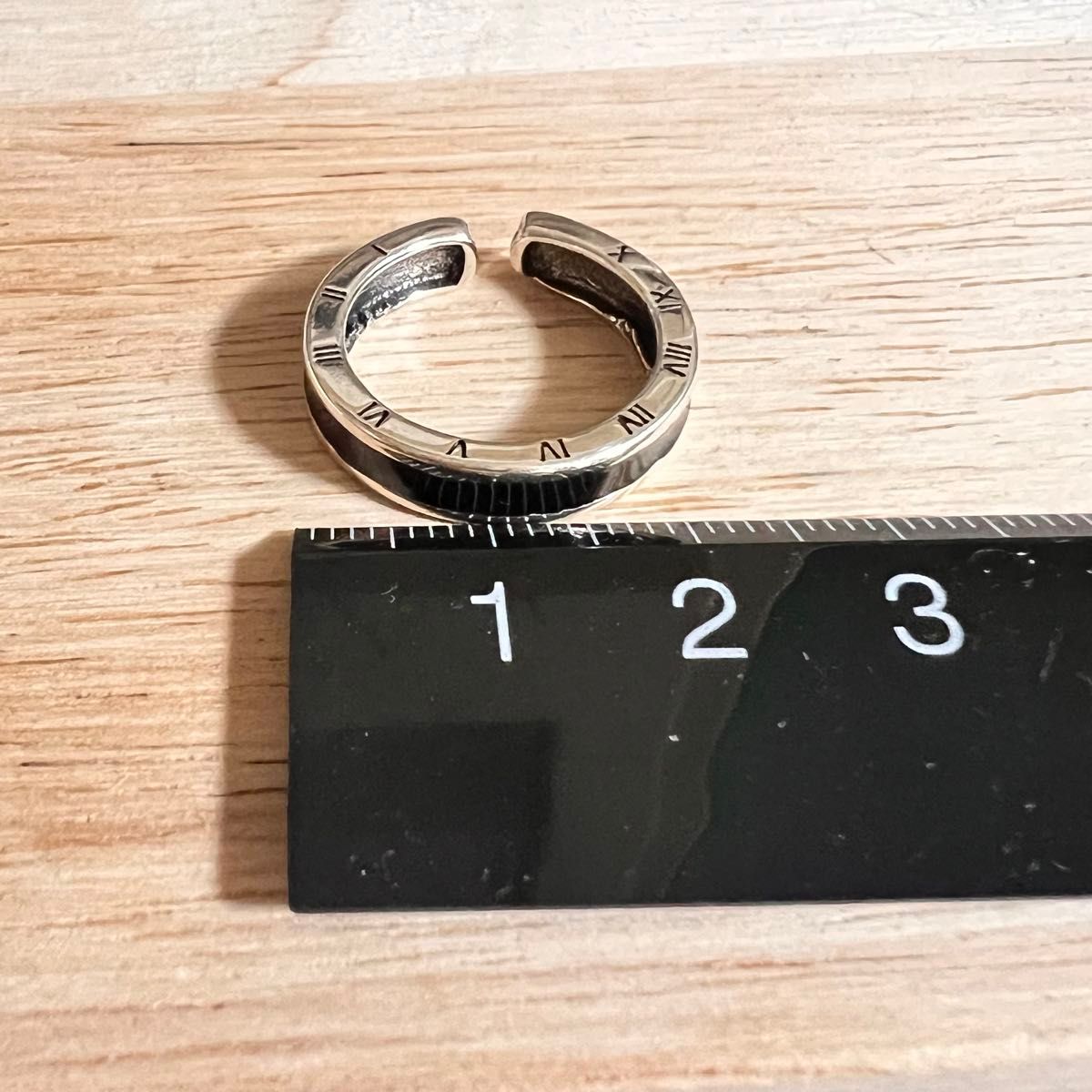 シルバーリング 925 アトラス オニキス調 ローマ数字 ナローリング 指輪④