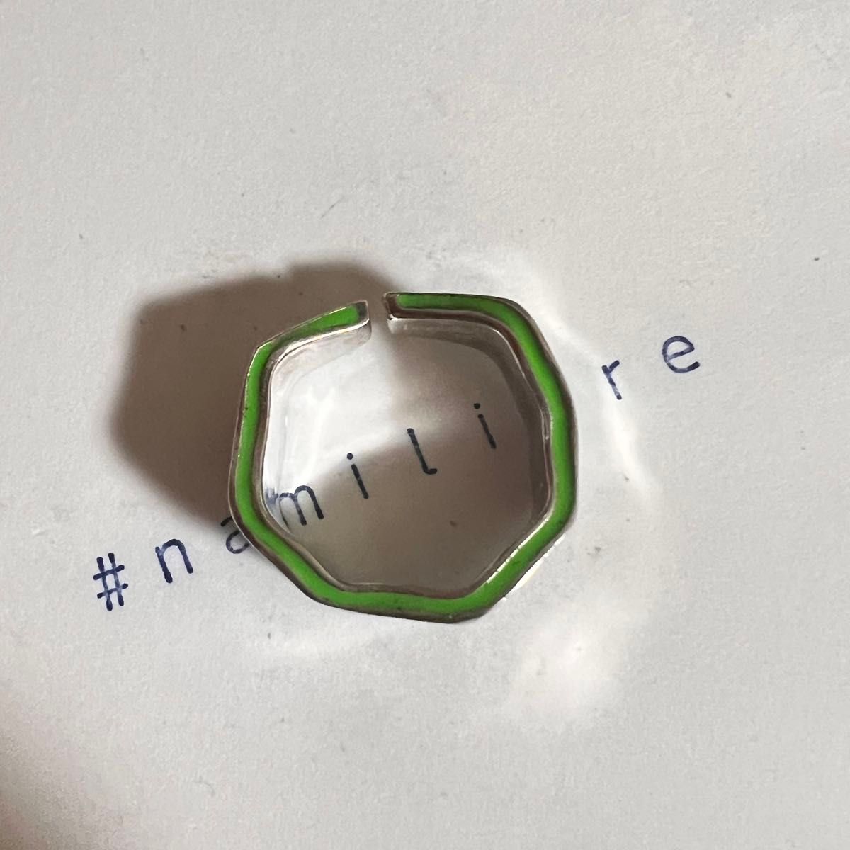 シルバーリング 925 ワイドボリューム 凸凹 文字 バイカラー 韓国 指輪