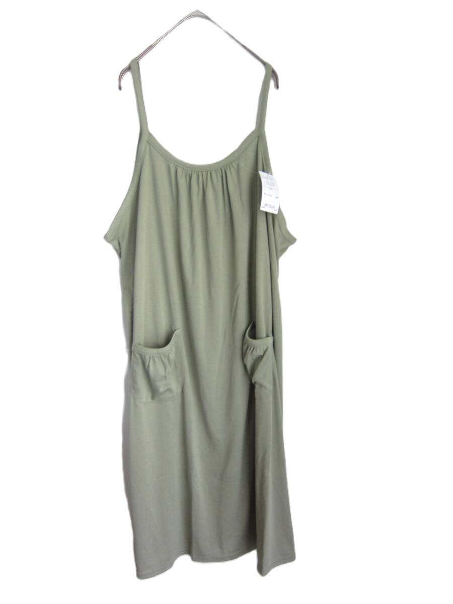 D601 new goods [ size *5L] green both side pocket Cami One-piece piling put on .!! large size letter pack post service plus 