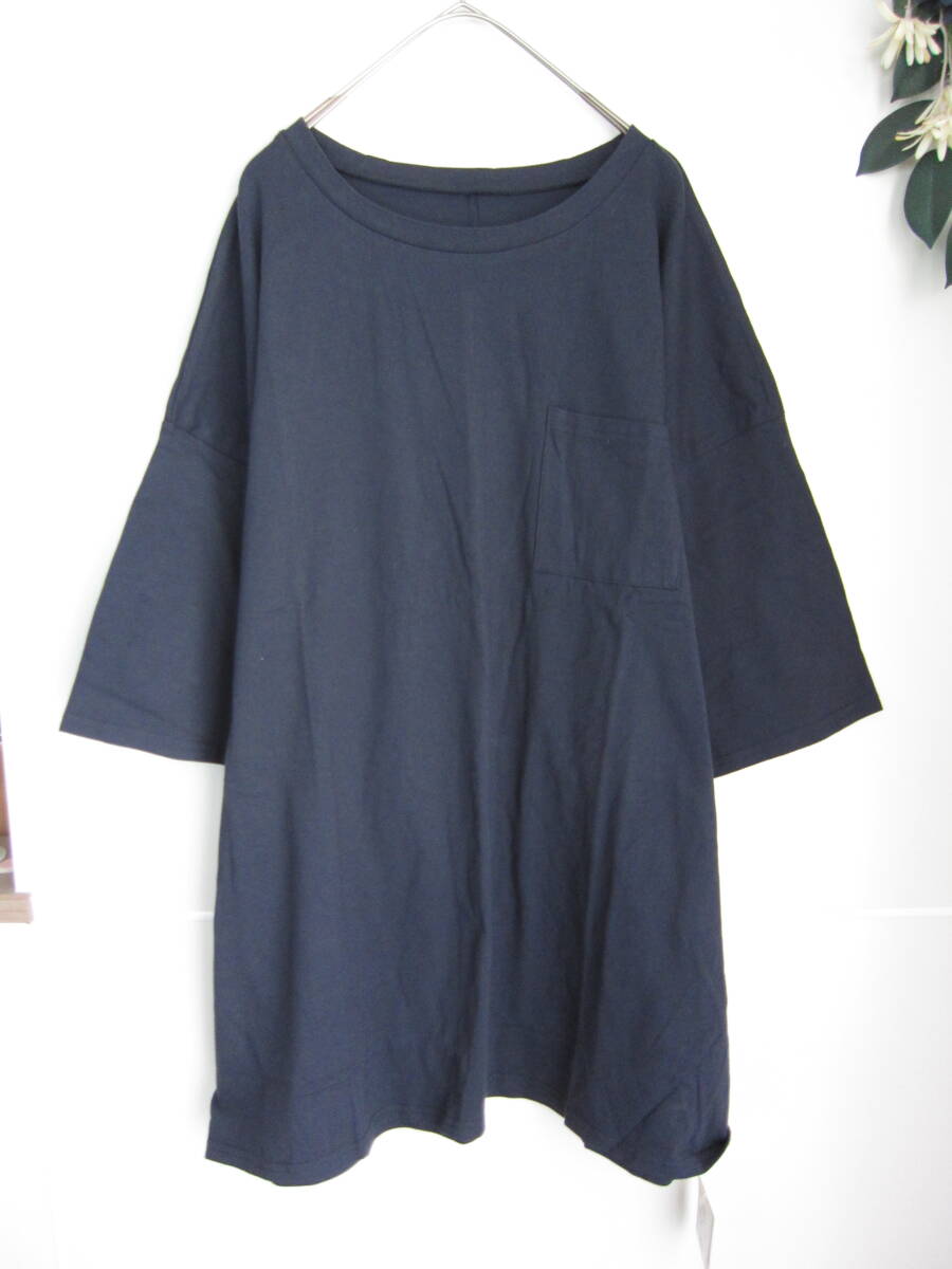 ★D607　新品　【サイズ・3】　～6L・8L着用可!!　USAコットン100％ BIGシルエット コクーン ロング Tシャツ　大きいサイズ　送185_画像2