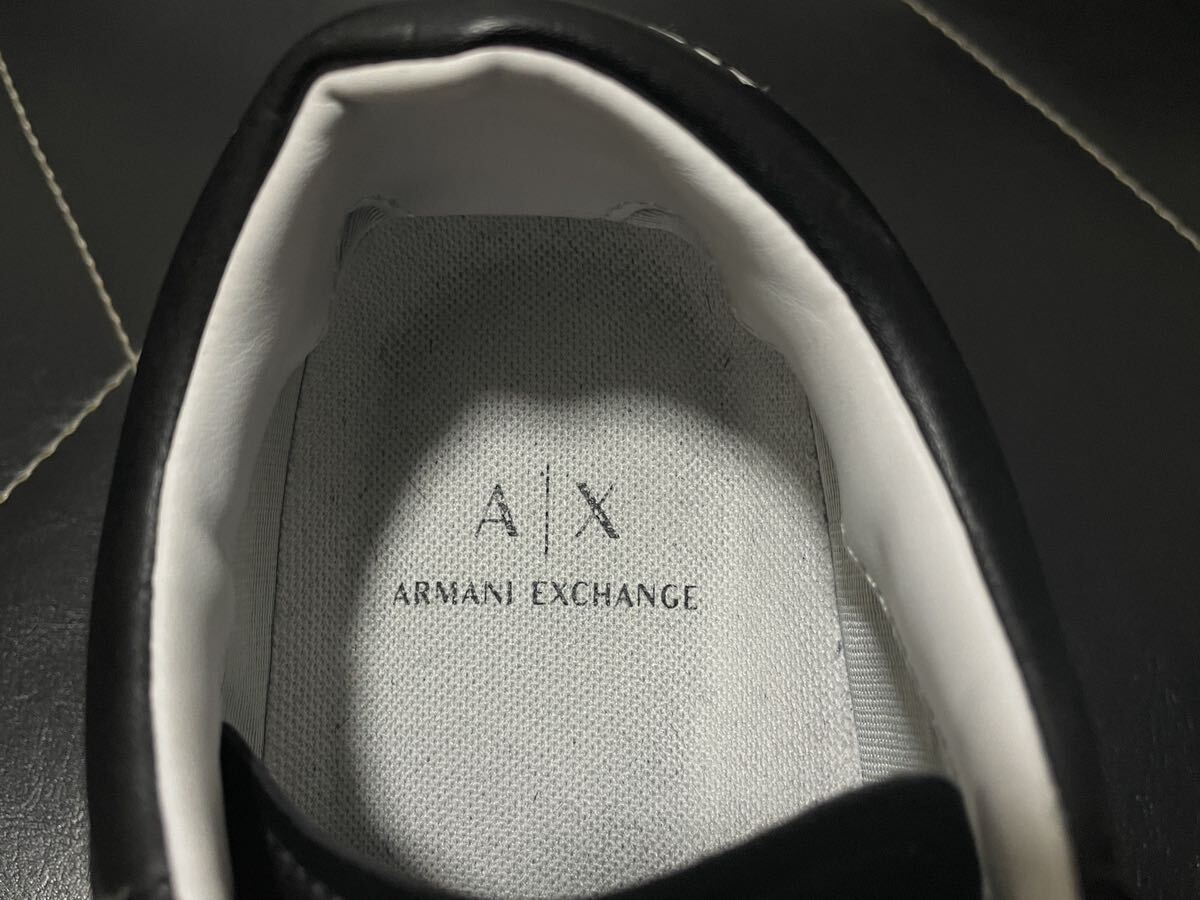 【美シルエット】美品 ARMANI EXCHANGE AX アルマーニエクスチェンジ US7≒25cm スニーカー 合成皮革 高級感 ブラック 厚底 メンズの画像8