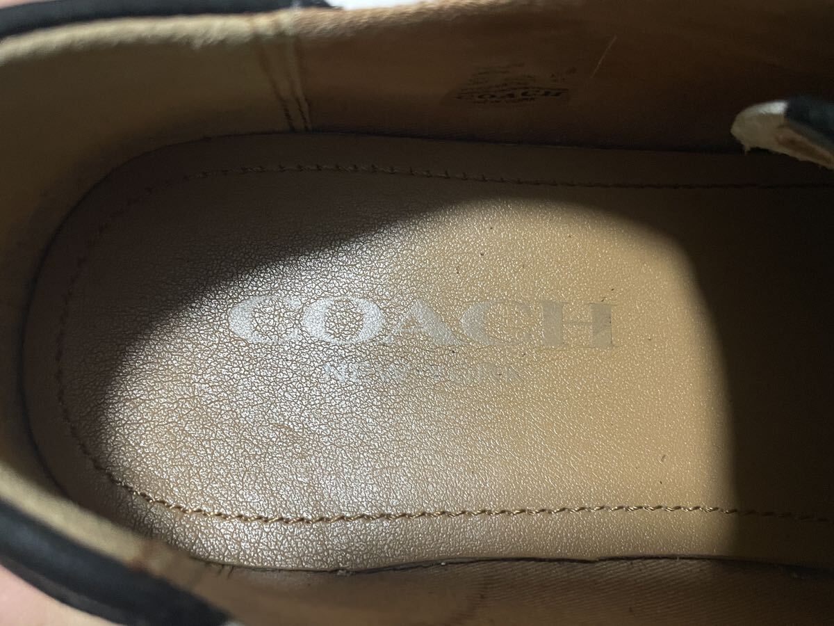 極美品 COACH コーチ FG1056 US10D≒27.5~28cm レザーシューズ レザースニーカー コンビ ホワイト カジュアル オシャレ メンズ シンプルの画像8