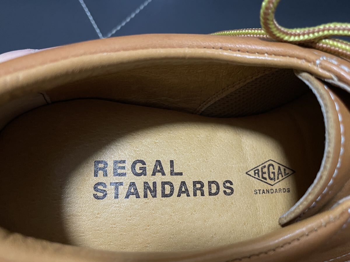 極美品 REGAL STANDARDS リーガル 461R 24.5cm レザーシューズ ワークシューズ スニーカー プレーントゥ キャメル メンズ カジュアル_画像8