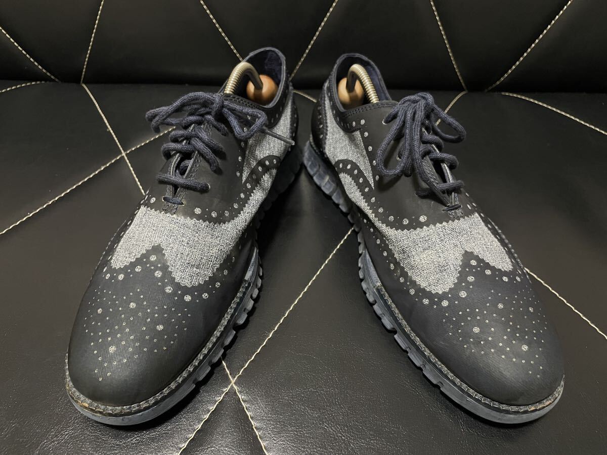 美品 COLE HAAN コールハーン C26234 8M≒25.5cm オックスフォード ウイングチップ メダリオン ゼログランド ネイビー_画像3