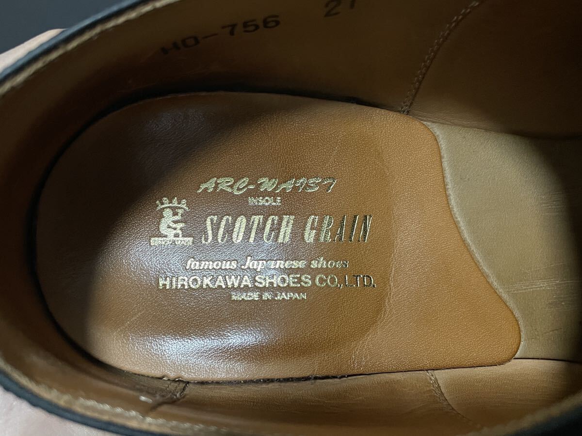 極美品 SCOTCH GRAIN スコッチグレイン HD-756 27cm レザーシューズ ビジネスシューズ パンチドキャップトゥ ストレートチップ BLK メンズ_画像8