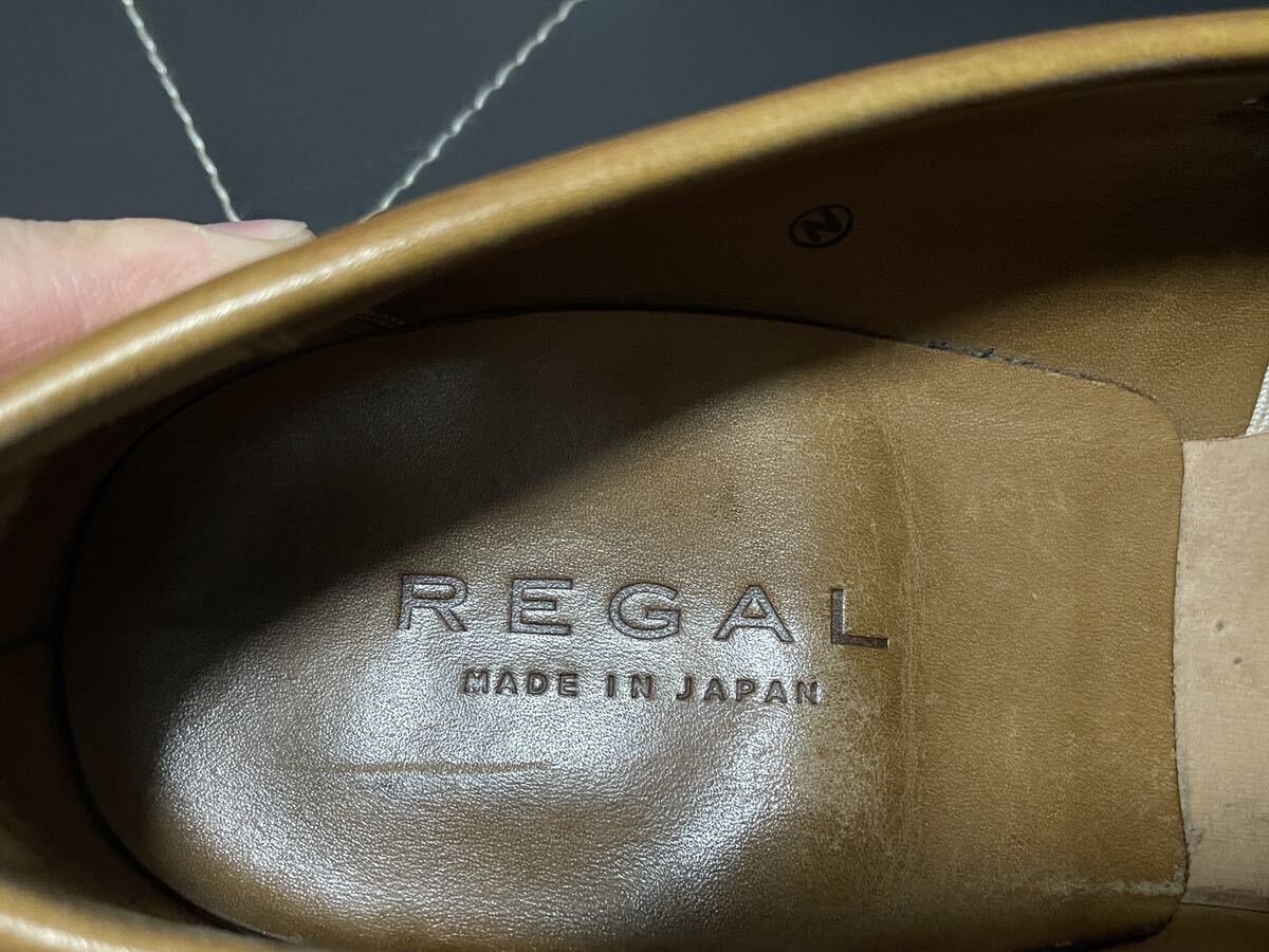 極美品 REGAL リーガル 01PR 24cm レザーシューズ ビジネスシューズ コインローファー ローファー スリッポン Uチップ ブラウン メンズ_画像8