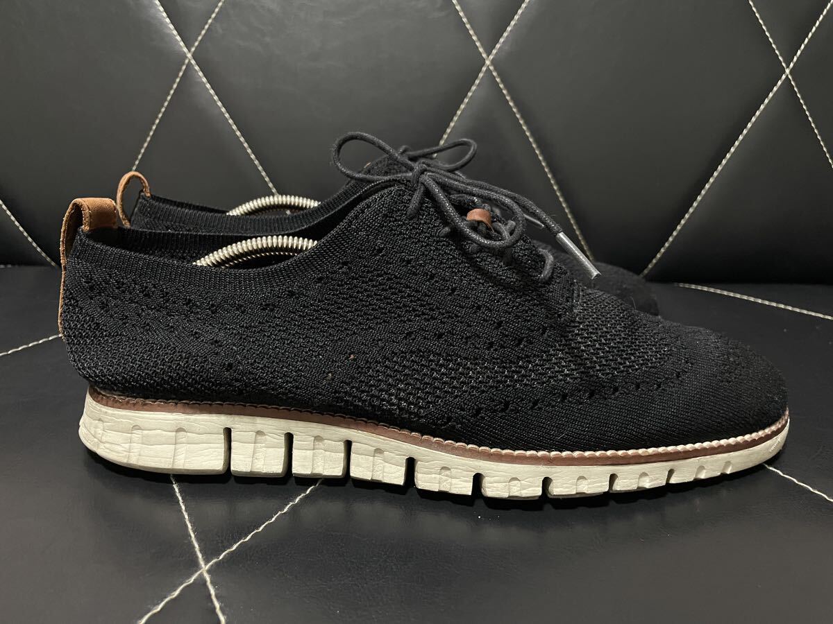 美品 COLE HAAN コールハーン C24948 9M≒26.5cm スニーカー ウイングチップ メダリオン ファブリック 軽量 通気性◎ ブラック メンズ _画像4