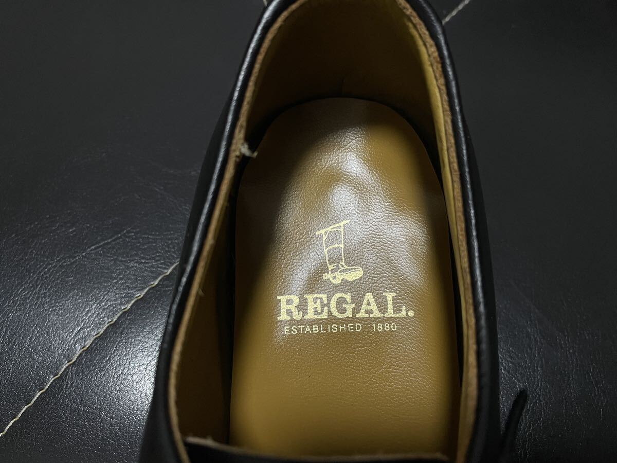 未使用 保管品 REGAL リーガル 676 25cm レザーシューズ オックスフォード ビジネスシューズ プレーントゥ メンズ ブラック 黒 紳士 _画像8