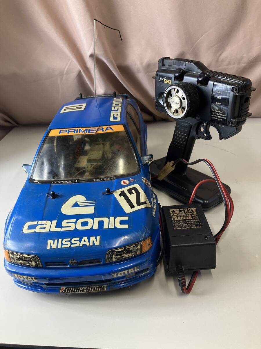 ラジコンカー　NISSAN CALSONIC コントローラーSANWA　動作未確認　ジャンク品_画像1